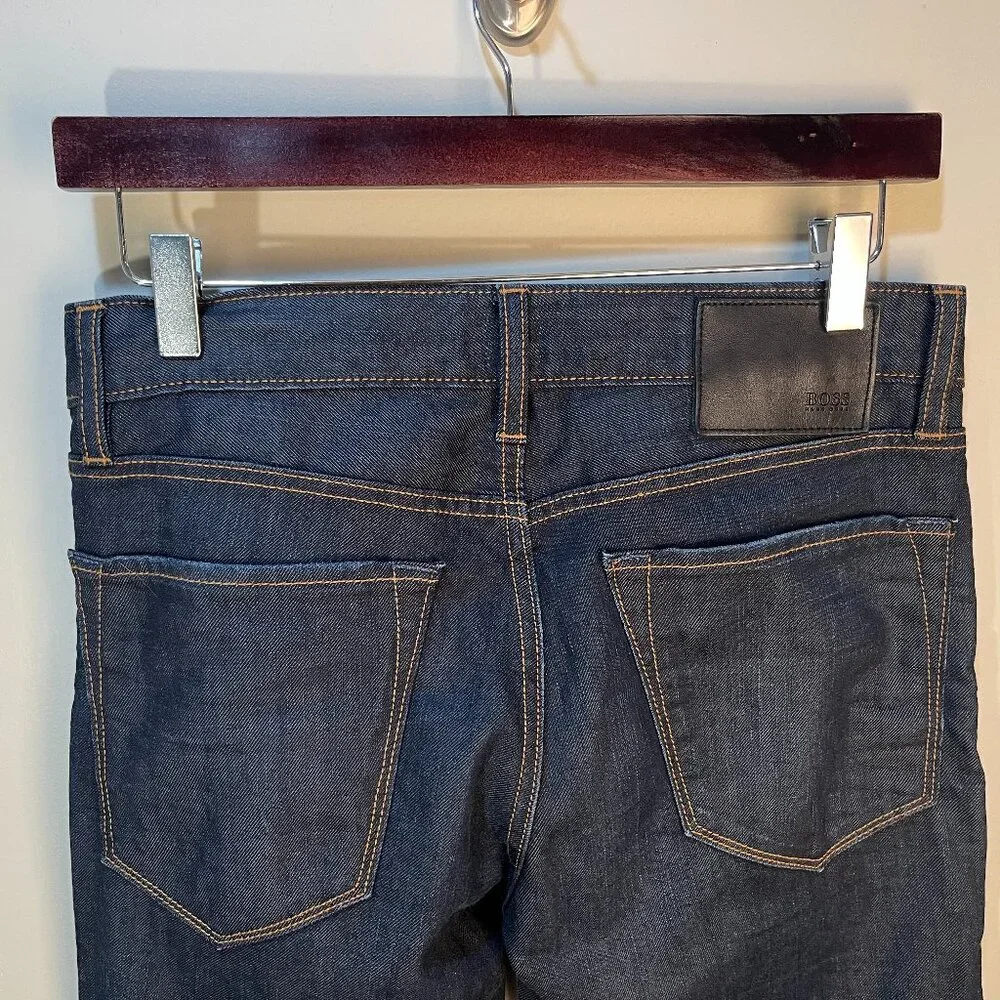 👖 Hugo Boss Men’s Dark Blue Slim Stretch Jeans 30x32 Elastane Blend 🔥